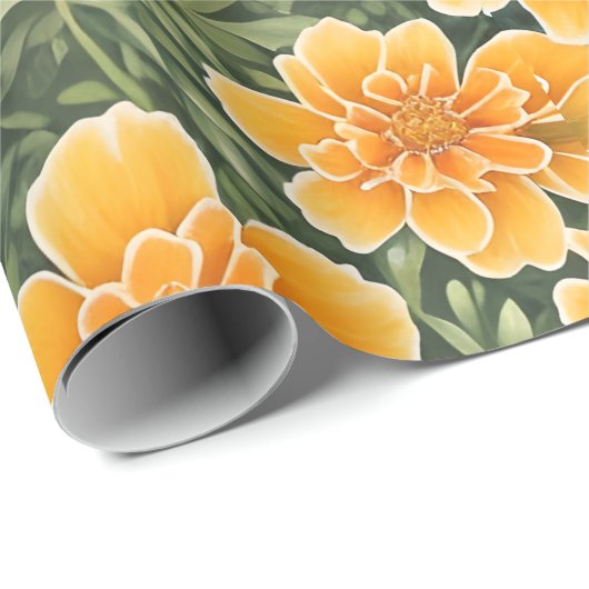 Floral Pattern Marigold-Blume Geschenkpapier (Rolleneckpunkt)