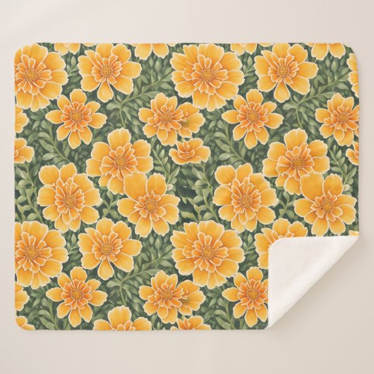 Floral Pattern Marigold-Blume Sherpadecke (Vorderseite (Horizontal))