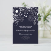 Floral Pattern Marine - Empfang Einladung (Stehend Vorderseite)