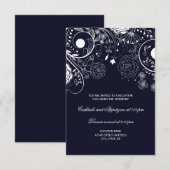 Floral Pattern Marine - Empfang Einladung (Vorne/Hinten)