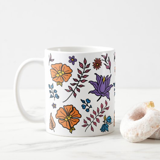 Floral Pattern Mug Kaffeetasse (Mit Donut)