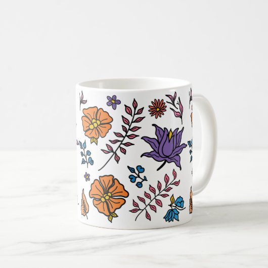 Floral Pattern Mug Kaffeetasse (VorderseiteRechts)