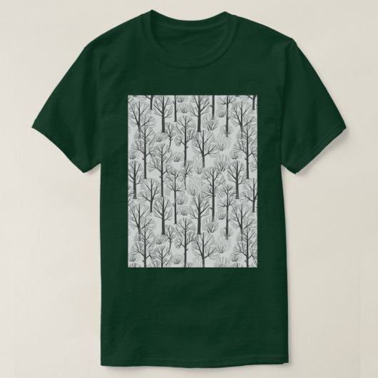Floral pattern of leafless trees in winter forest T-Shirt (Design vorne)