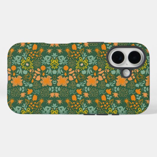 Floral pattern on a dark green background  Case-Mate iPhone hülle (Rückseite (Horizontal))