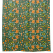 Floral pattern on a dark green background  duschvorhang (Vorderseite)