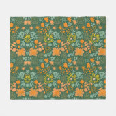Floral pattern on a dark green background  fleecedecke (Vorderseite (Horizontal))