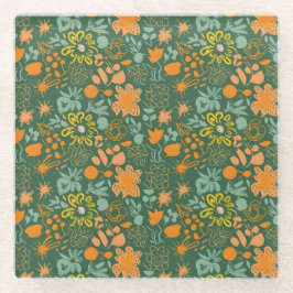 Floral pattern on a dark green background  glasuntersetzer