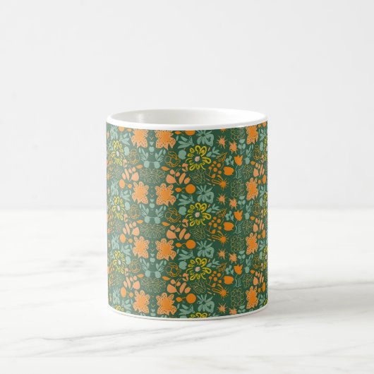 Floral pattern on a dark green background  kaffeetasse (Mittel)