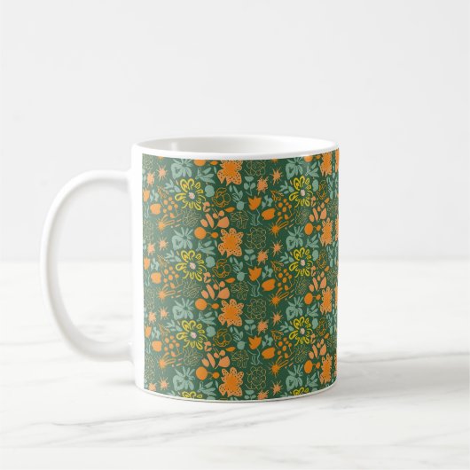 Floral pattern on a dark green background  kaffeetasse (Links)