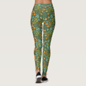 Floral pattern on a dark green background  leggings (Rückseite)