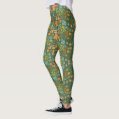 Floral pattern on a dark green background  leggings (Links)