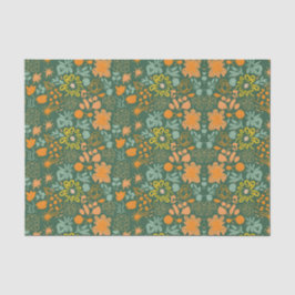 Floral pattern on a dark green background  seidenpapier