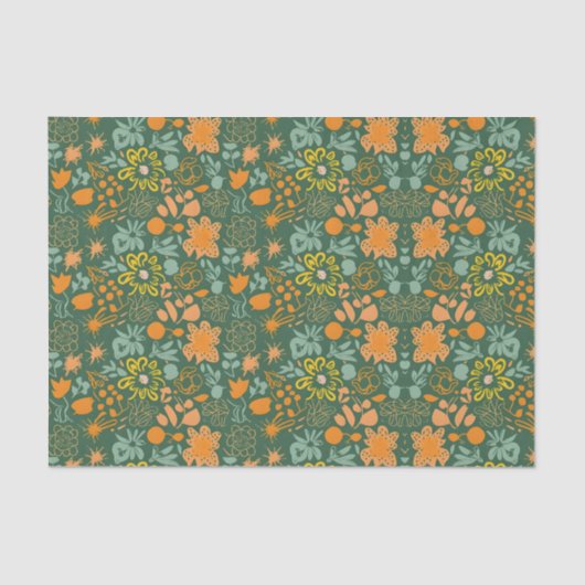 Floral pattern on a dark green background  seidenpapier (Vorderseite)