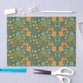 Floral pattern on a dark green background  seidenpapier (Handwerk)