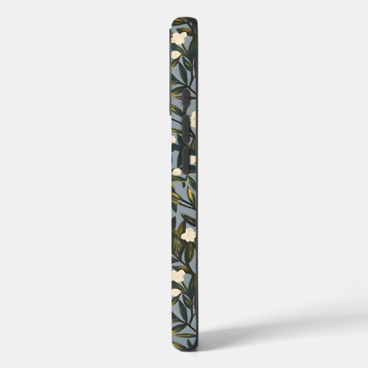 Floral pattern on  dusty blue-gray background Case-Mate iPhone hülle (Rückseite / Links)