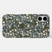 Floral pattern on  dusty blue-gray background Case-Mate iPhone hülle (Rückseite (Horizontal))