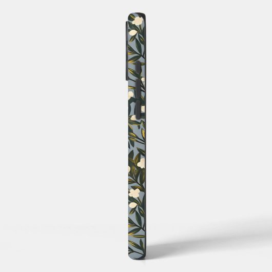 Floral pattern on  dusty blue-gray background Case-Mate iPhone hülle (Rückseite / Links)