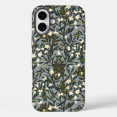 Floral pattern on  dusty blue-gray background Case-Mate iPhone hülle (Rückseite)