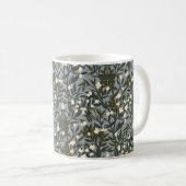Floral pattern on  dusty blue-gray background kaffeetasse (VorderseiteRechts)