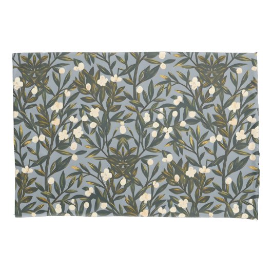 Floral pattern on  dusty blue-gray background kissenbezug (Vorderseite-Links)