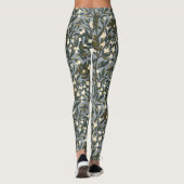 Floral pattern on  dusty blue-gray background leggings (Rückseite)