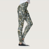 Floral pattern on  dusty blue-gray background leggings (Rechts)
