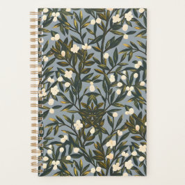 Floral pattern on  dusty blue-gray background planer