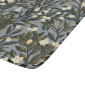Floral pattern on  dusty blue-gray background schneidebrett (Ecke)