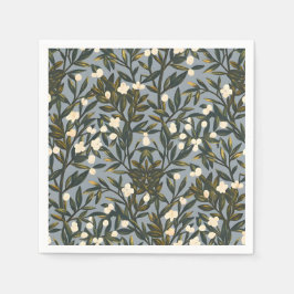 Floral pattern on  dusty blue-gray background serviette