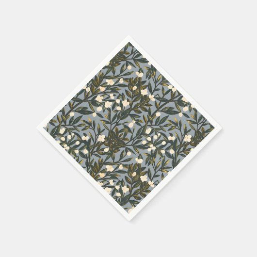 Floral pattern on  dusty blue-gray background serviette (Ecke)