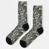 Floral pattern on  dusty blue-gray background socken (Linkes Detail)