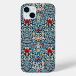 Floral pattern on green leaves blue background Case-Mate iPhone hülle