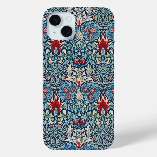 Floral pattern on green leaves blue background Case-Mate iPhone hülle (Rückseite)
