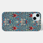 Floral pattern on green leaves blue background Case-Mate iPhone hülle (Rückseite (Horizontal))
