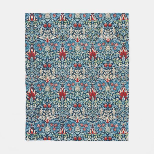 Floral pattern on green leaves blue background fleecedecke (Vorderseite)