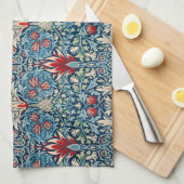 Floral pattern on green leaves blue background geschirrtuch (Viertel Falte)