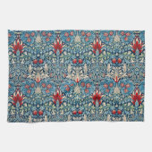 Floral pattern on green leaves blue background geschirrtuch (Horizontal)