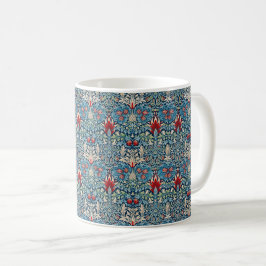 Floral pattern on green leaves blue background kaffeetasse