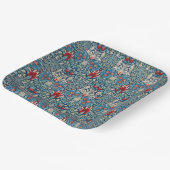 Floral pattern on green leaves blue background pappteller (Gewinkelt)