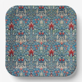 Floral pattern on green leaves blue background pappteller (Vorderseite)