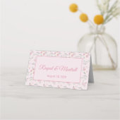 Floral Pattern Pink Folded Place Card Platzkarte (Rückseite)