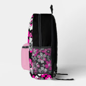 Floral Pattern Pink Grey White Black  Bedruckter Rucksack (Rechts)