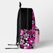 Floral Pattern Pink Grey White Black  Bedruckter Rucksack (Links)