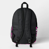 Floral Pattern Pink Grey White Black  Bedruckter Rucksack (Rückseite)