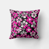 Floral Pattern Pink Grey White Black Cushion Kissen (Rückseite)