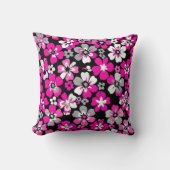 Floral Pattern Pink Grey White Black Cushion Kissen (Vorderseite)