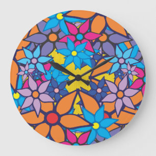 Floral Pattern Pop Art #3 Große Wanduhr