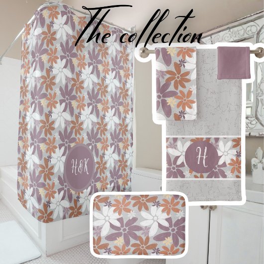 Floral Pattern Sapphic Lesbian Flag Monogram Badhandtuch Set