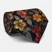 Floral Pattern Schwarzes Fett Fall Blume Krawatte (Gerollt)