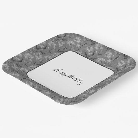 Floral Pattern Square Pappteller (Gewinkelt)